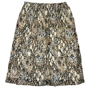 Alfred Dunner Animal Print Pleated Pull On Midi Skirt Size 18 Elastic Waist